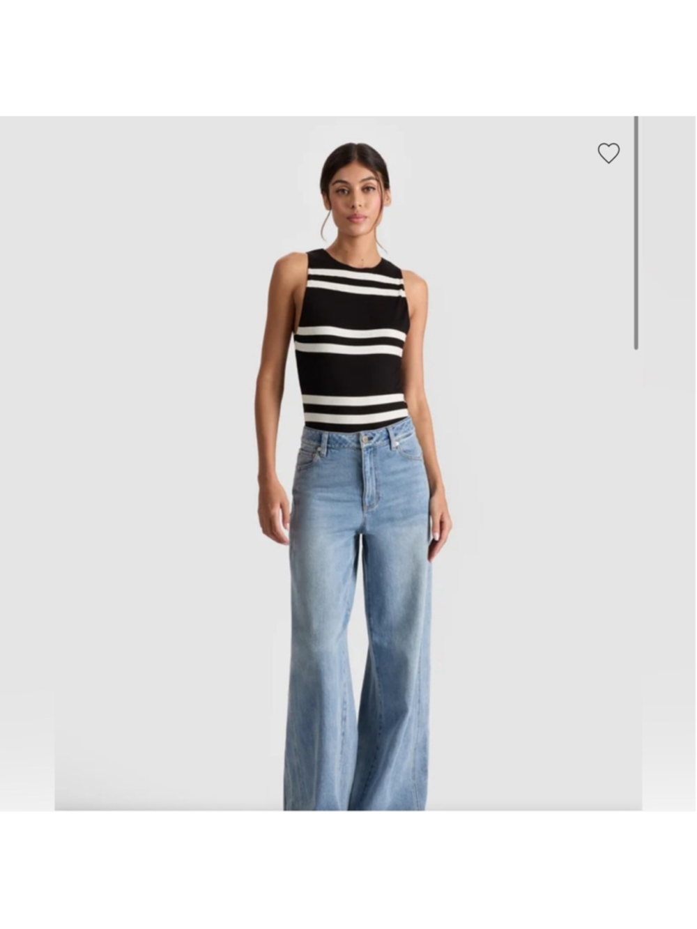 Alice + Olivia Rothy Bodysuit, Paddleboard Stripe Black/Ecru - Picture 5 of 11